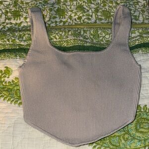 USED! Babaton Gray Ribbed Knit Tank Top